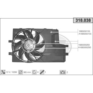 318038  FAN MERCEDES W168 CLASSE A 140-160  M/AT  +/- AC