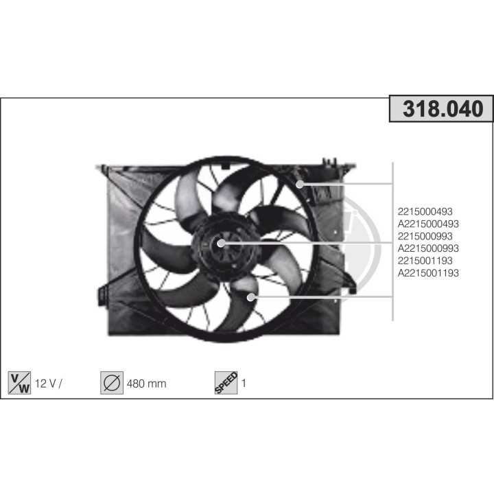 318040  FAN MERCEDES Classe S (W221) S250CDi/280/300 05-13