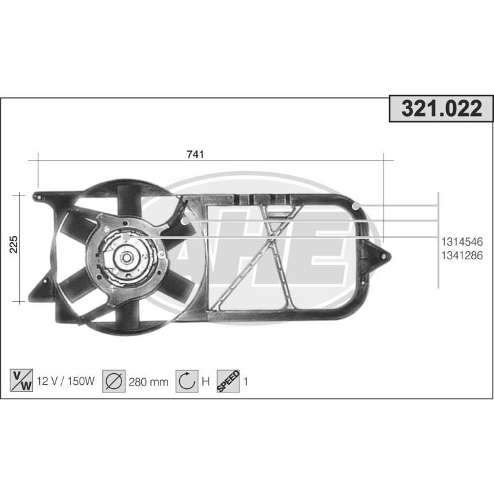 321022  FAN   OPEL Corsa B 1.0 12V-1.2 16V   M   + AC
