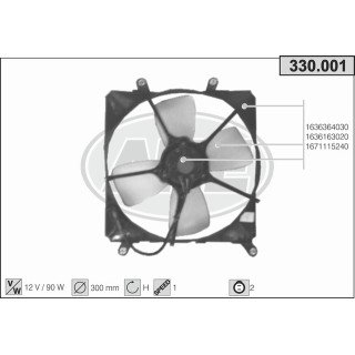 330001  FAN TOYOTA Corolla 1.3  87-92