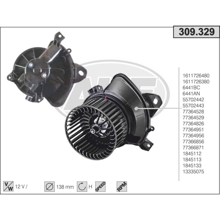 309329  VENTOLA Abitacolo Citroen/Fiat/Opel Nemo/Punto/Ada