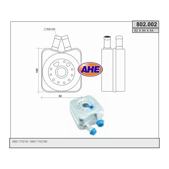 802002  OILCOOLER VOLKSWAGEN GOLF III