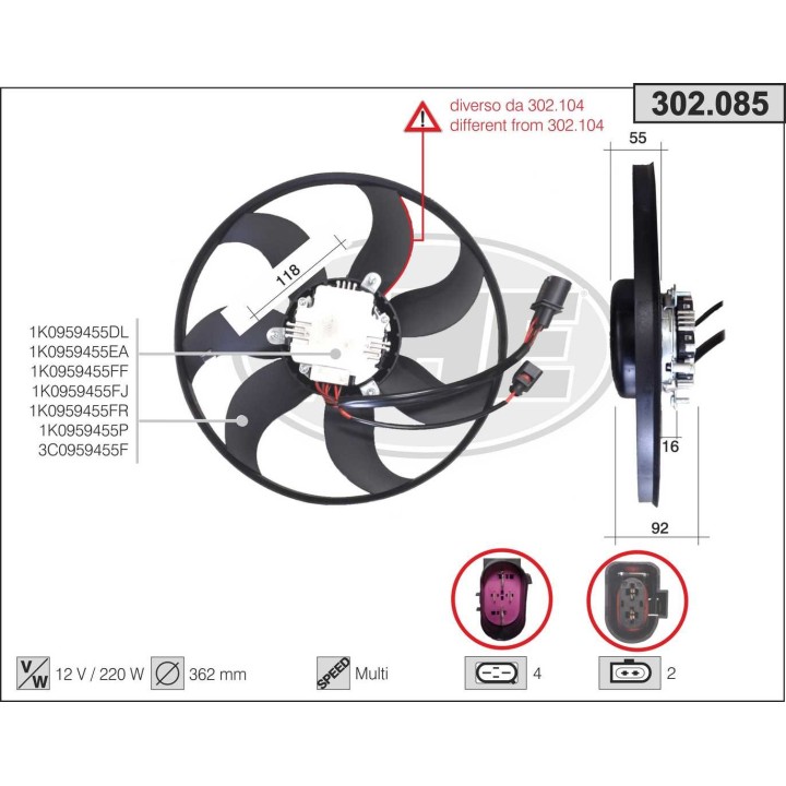 302085  AUDI A3 II/VW Golf V/SKODA/SEAT 1.4-1.6-2.0 - vent