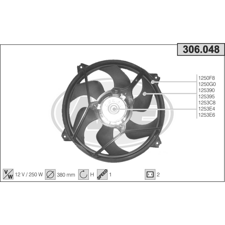 306048  FAN CITROEN Saxo  Picasso 1.6L  400W  03-