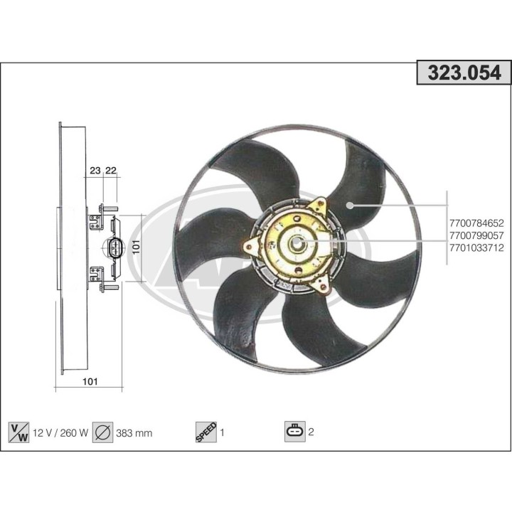323054  FAN RENAULT 19/Megane 88-92