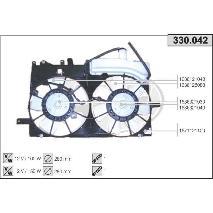 330042  FAN TOYOTA Prius (NHW20_) 1.5 i VVTi Hybrid  04-09