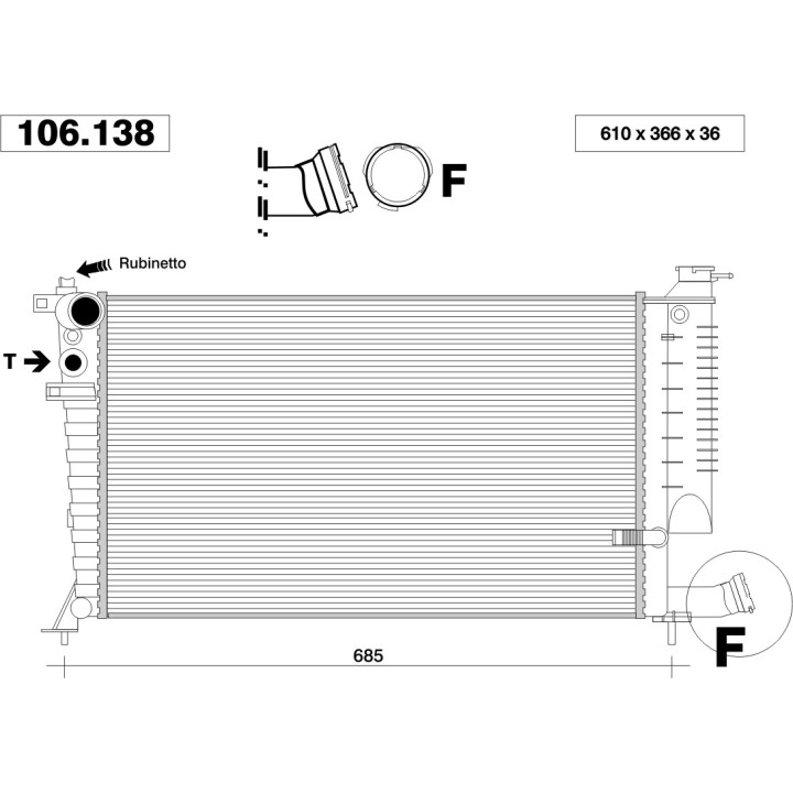 106138  RAD CITROEN Xsara 2.0    +/-AC