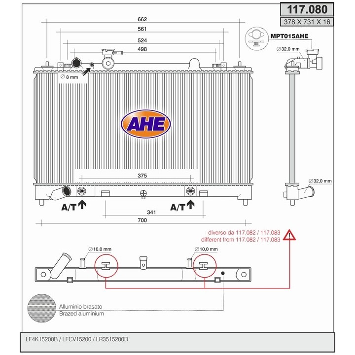 117080  RAD MAZDA 6 1.8/2.0 +/-AC M/AT  07-