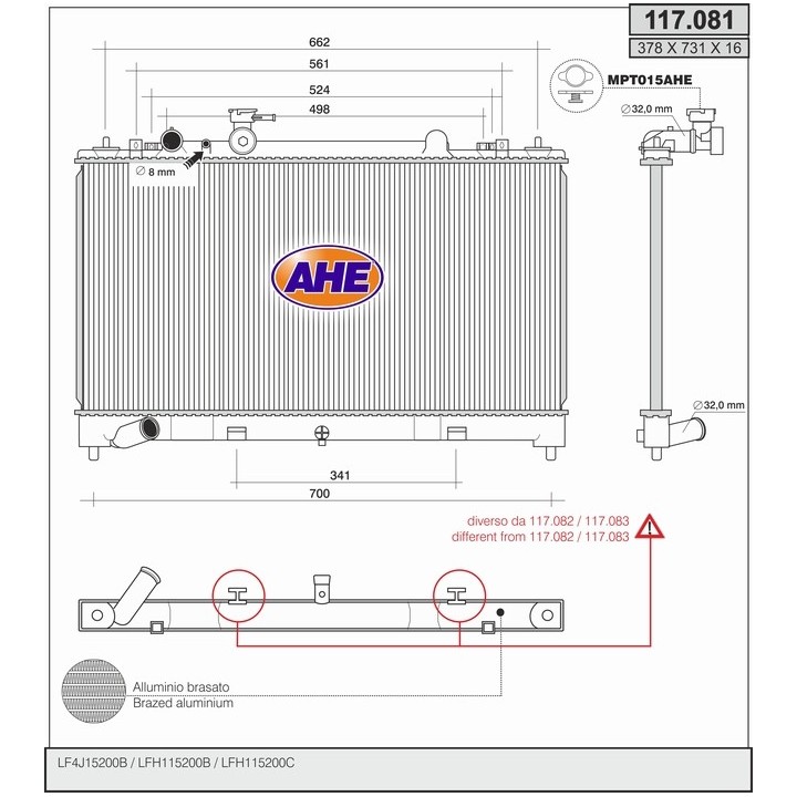 117081  RAD MAZDA 6 1.8/2.0 +/-AC  07-
