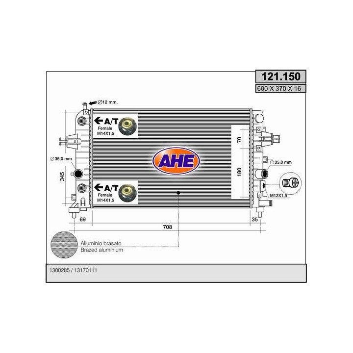 121150  RAD OPEL Astra H 1.6/1.8 +/-AC AT 07-