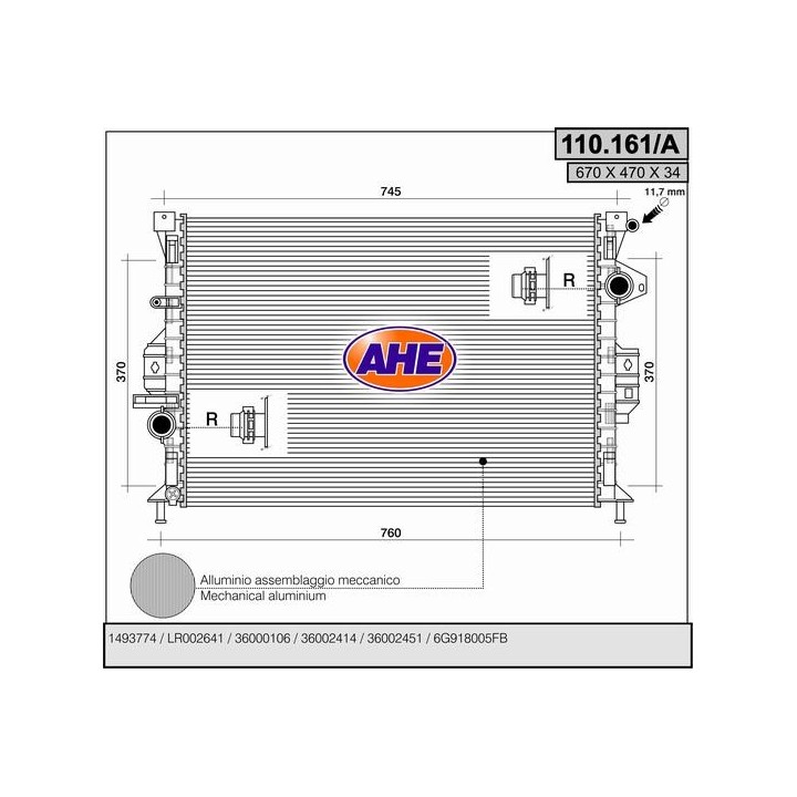 110161/A  RAD FORD Mondeo 2.5Turbo +/-AC MT 07-