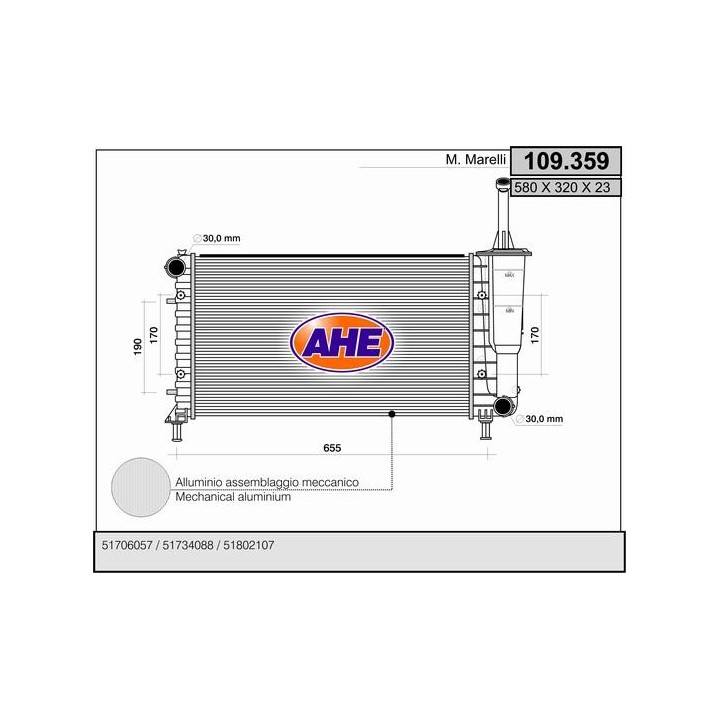 109359  RAD FIAT Idea 1.2 16V M +/- AC