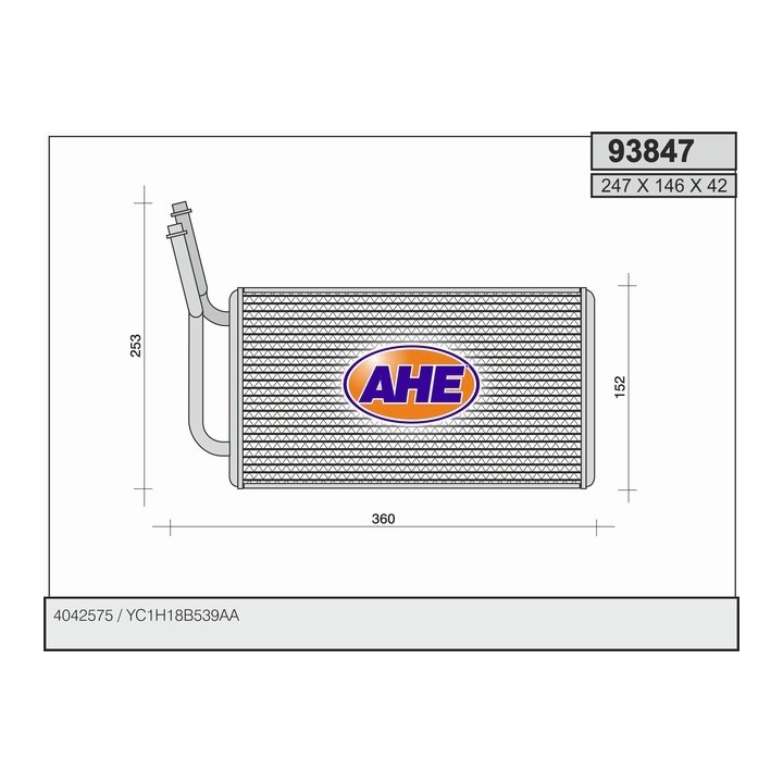 93847  HEATER CORE FORD TRANSIT VL 00-