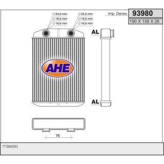 93980  HEATER FIAT 500/500C/Panda Imp. Denso 10.07-
