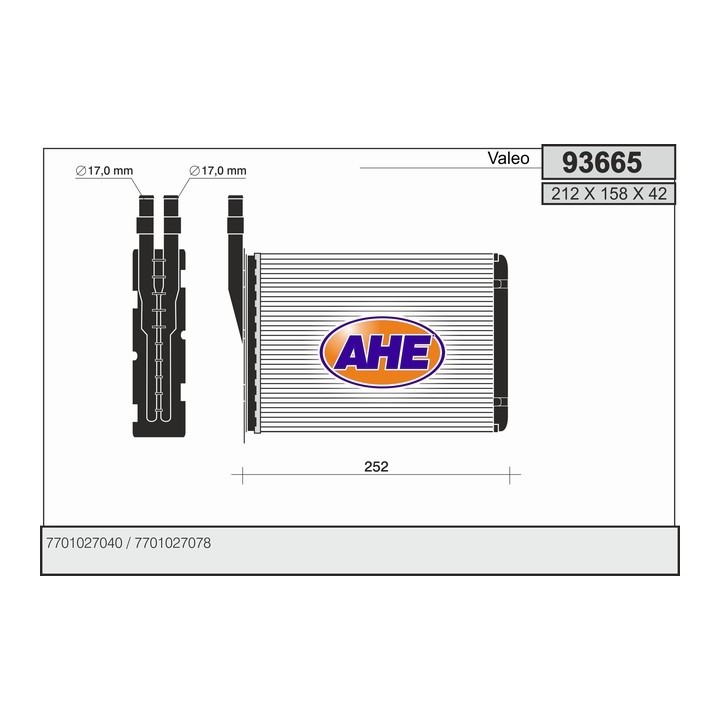 93665  HEATER CORE RENAULT ESPACE I/EXPRESS I/II/R5/R11/T