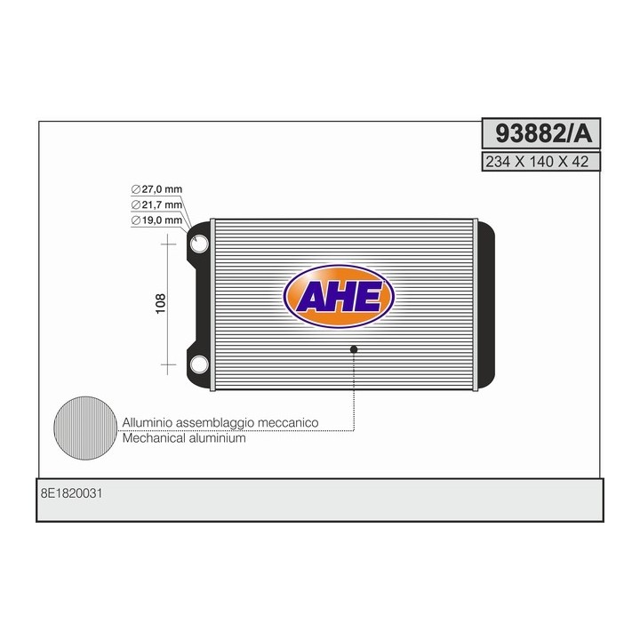 93882/A  HEATER AUDI A4 II / III Quattro ALL