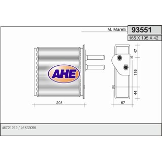 93551  HEATER CORE FIAT BARCHETTA/PUNTO