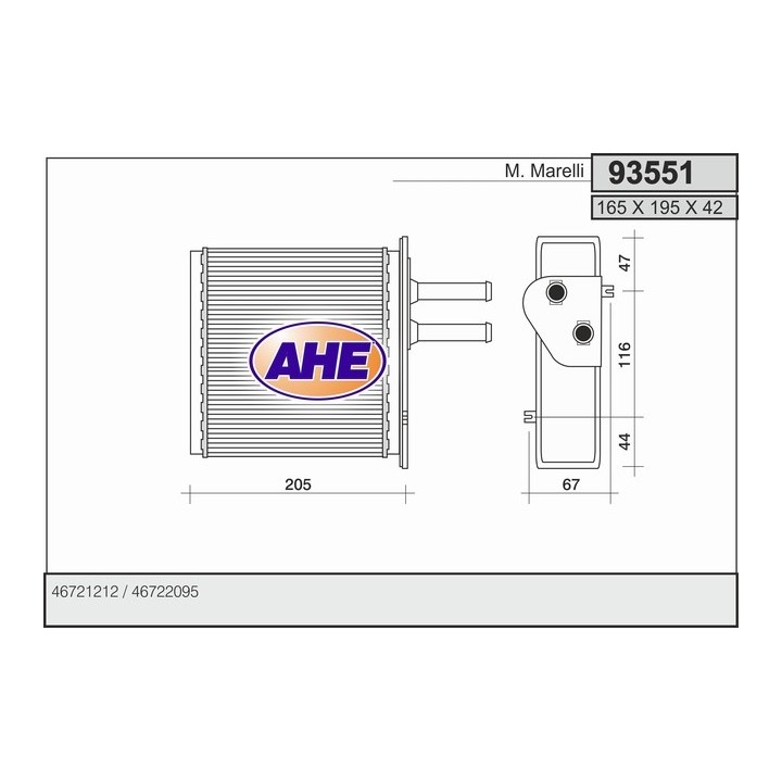 93551  HEATER CORE FIAT BARCHETTA/PUNTO