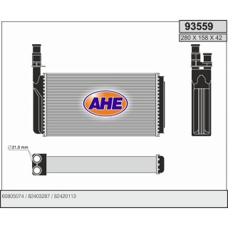 93559  HEATER CORE FIAT 164/CROMA/THEMA