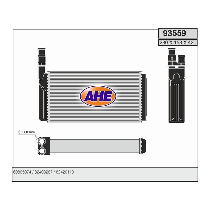93559  HEATER CORE FIAT 164/CROMA/THEMA