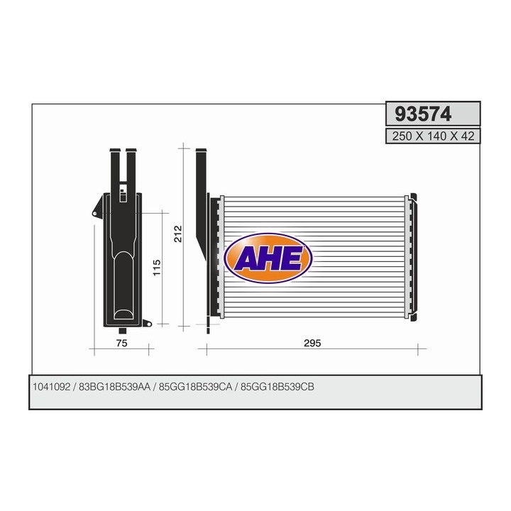 93574  HEATER CORE FORD ESCORT/ORION/SIERRA/SCORPIO