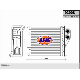 93908  HEATER CORE MERCEDES SPRINTER II