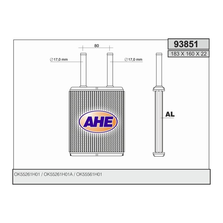 93851  HEATER CORE KIA CARNIVAL 98 -00
