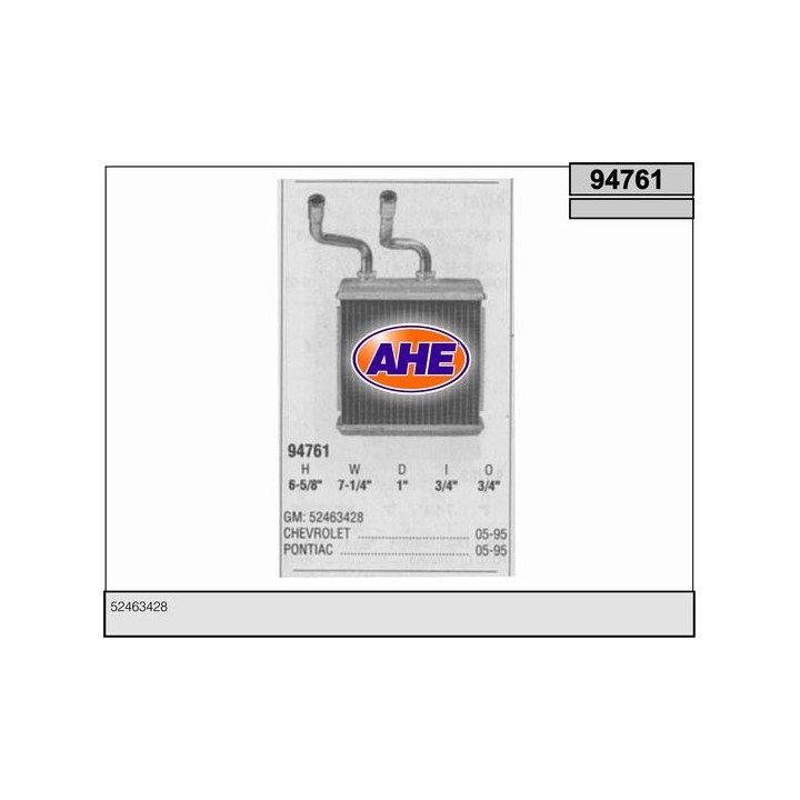 94761  HEATER CORE CHEVRO/PONTIAC