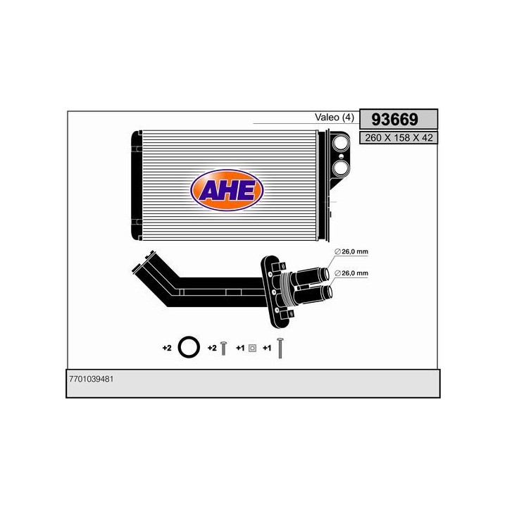 93669  HEATER CORE RENAULT LAGUNA I/II