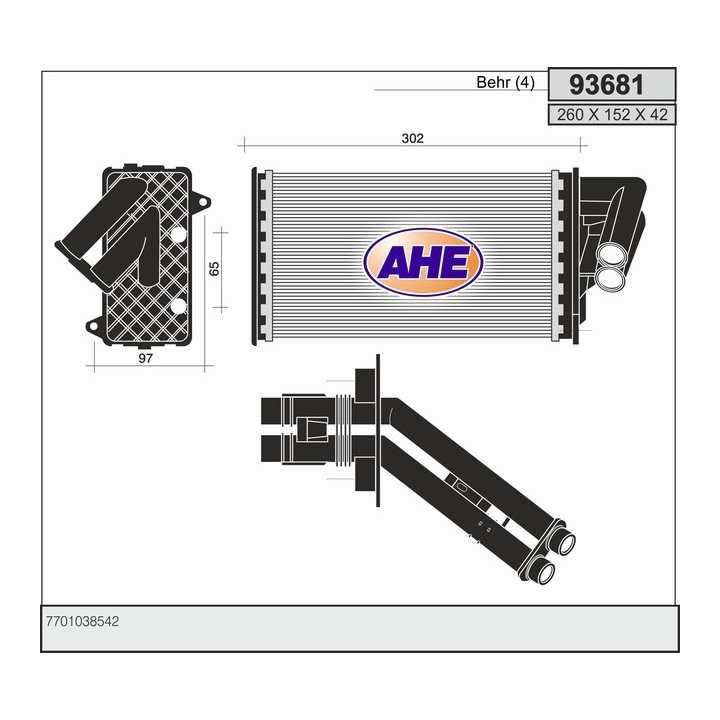 93681  HEATER CORE RENAULT LAGUNA I/II