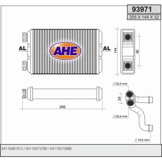 93971  HEATER BMW 3 E36 Compact 316/318/318tds/323 03.94-