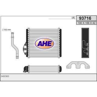 93716  HEATER CORE VOLVO 440/460/480