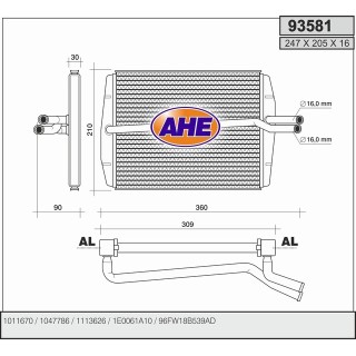 93581  HEATER CORE FORD FIESTA IV/KA/PUMA