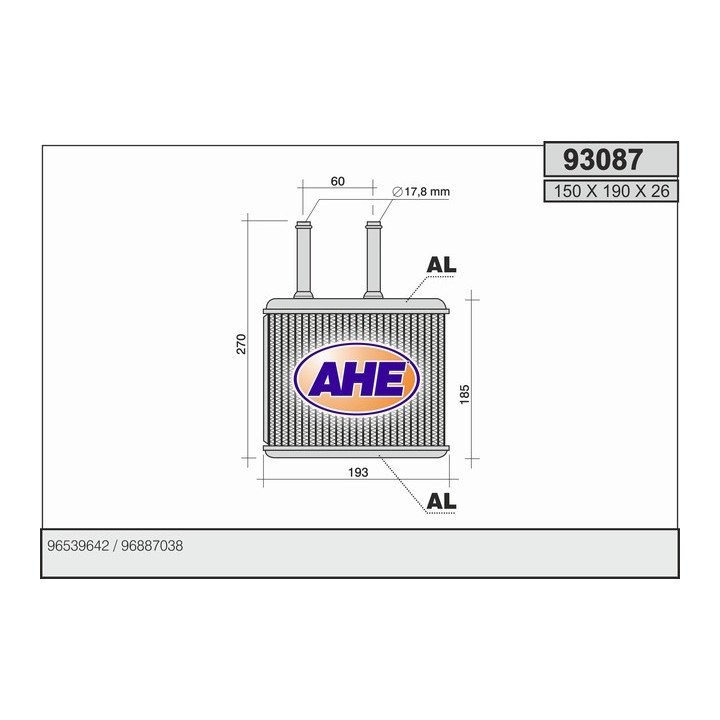 93087  HEATER CORE DAEWOO KALOS