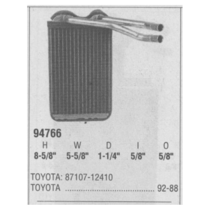 94766  HEATER CORE TOYOTA