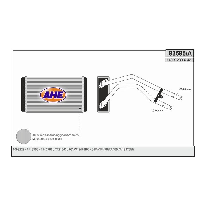 93595/A  HEATER  FORD Transit V