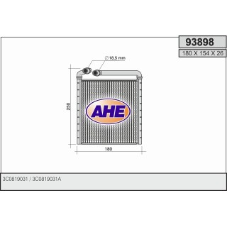 93898  HEATER CORE VOLKSWAGEN PASSAT 3C2