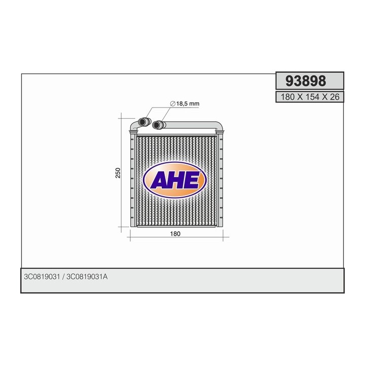93898  HEATER CORE VOLKSWAGEN PASSAT 3C2