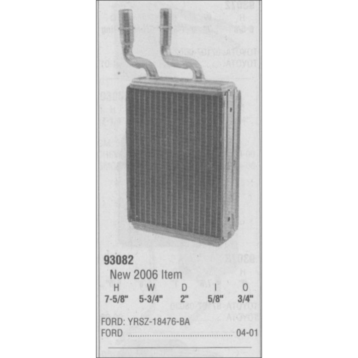 93082  HEATER CORE FORD 01-04