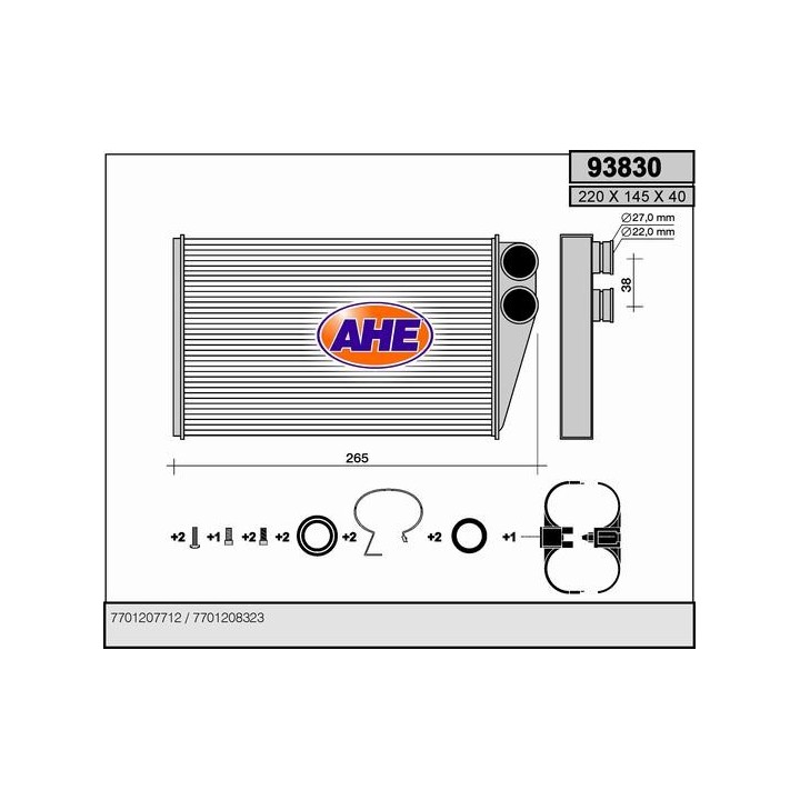 93830  HEATER CORE RENAULT MEGANE LL 02-