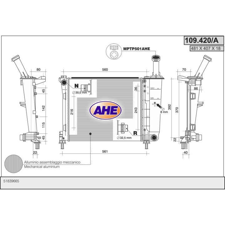 109420/A  RAD LANCIA Ypsilon 1.2 +/-AC  11-
