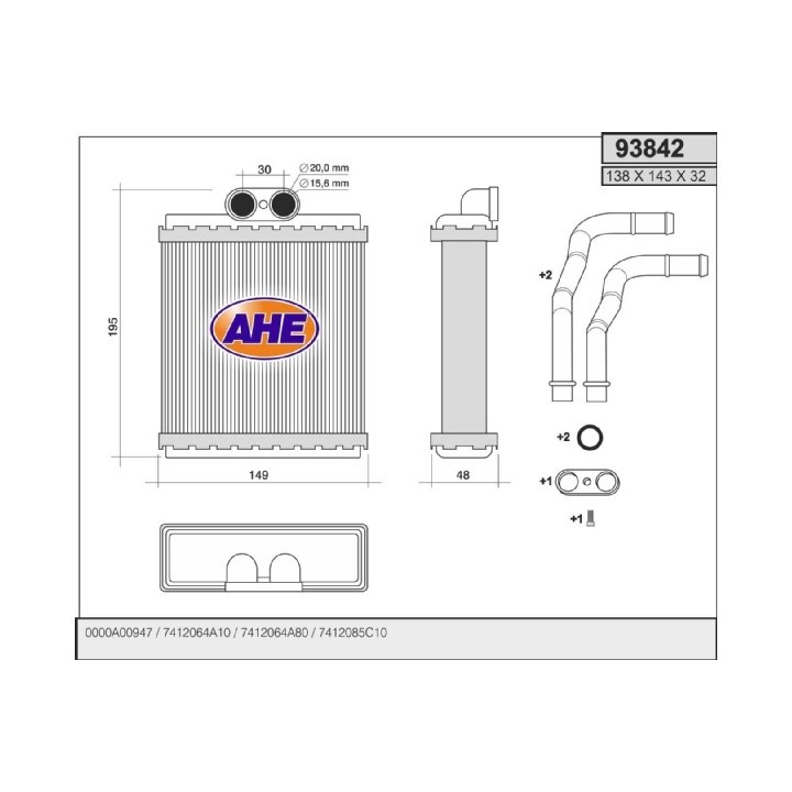 93842  HEATER CORE SUZUKI VITARA 88 -99