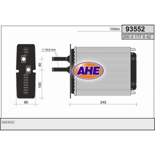 93552  HEATER CORE FIAT BARCHETTA/PUNTO