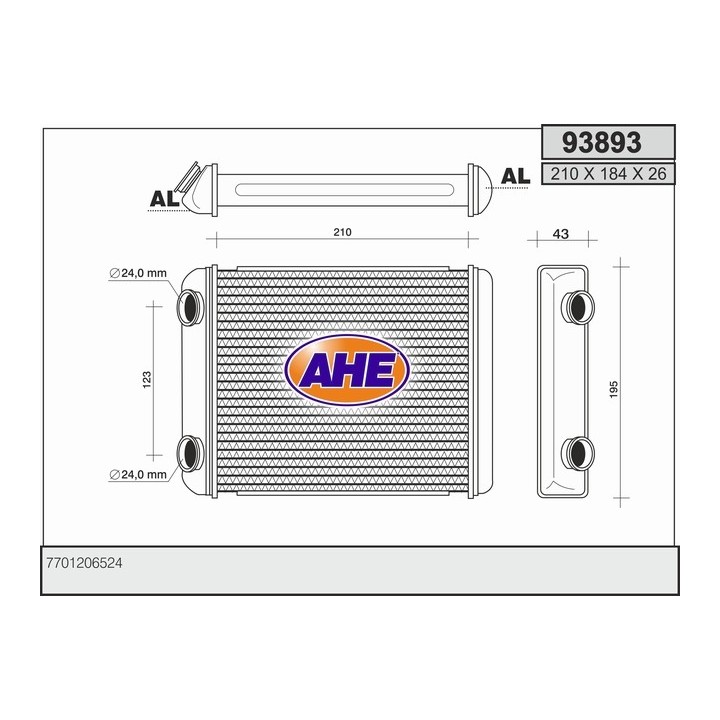 93893  HEATER CORE RENAULT VELSATIS / LAGUNA II 01-