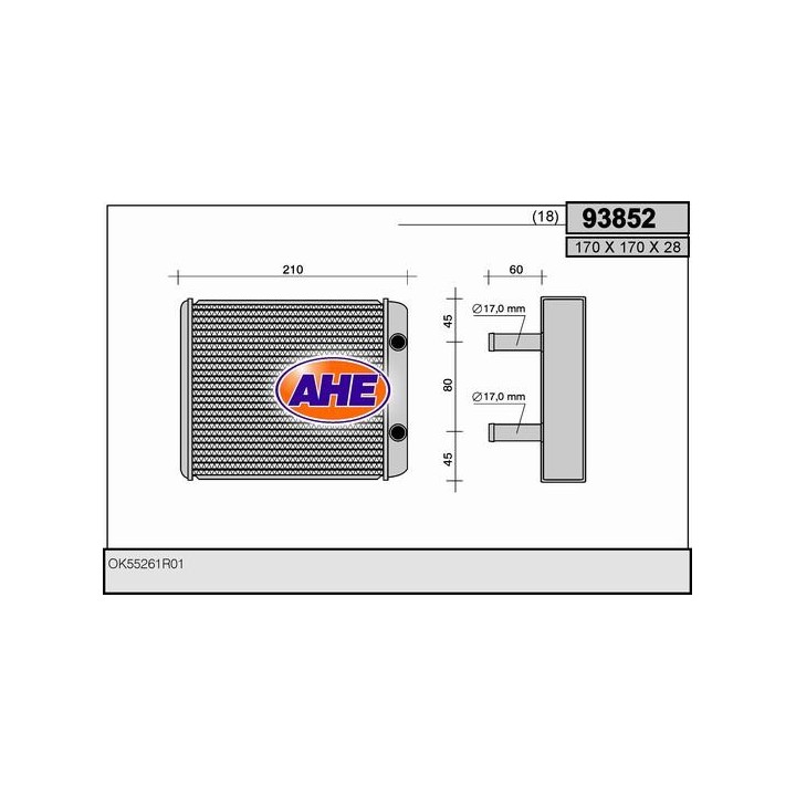 93852  HEATER CORE KIA CARNIVAL ADD. 98 -00