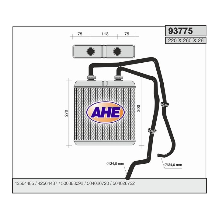 93775  HEATER CORE IVECO NEW DAILY CON  TUBOS