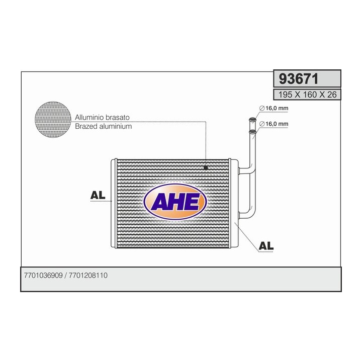 93671  HEATER CORE TWINGO 93  (HARRISON/DELPHI)