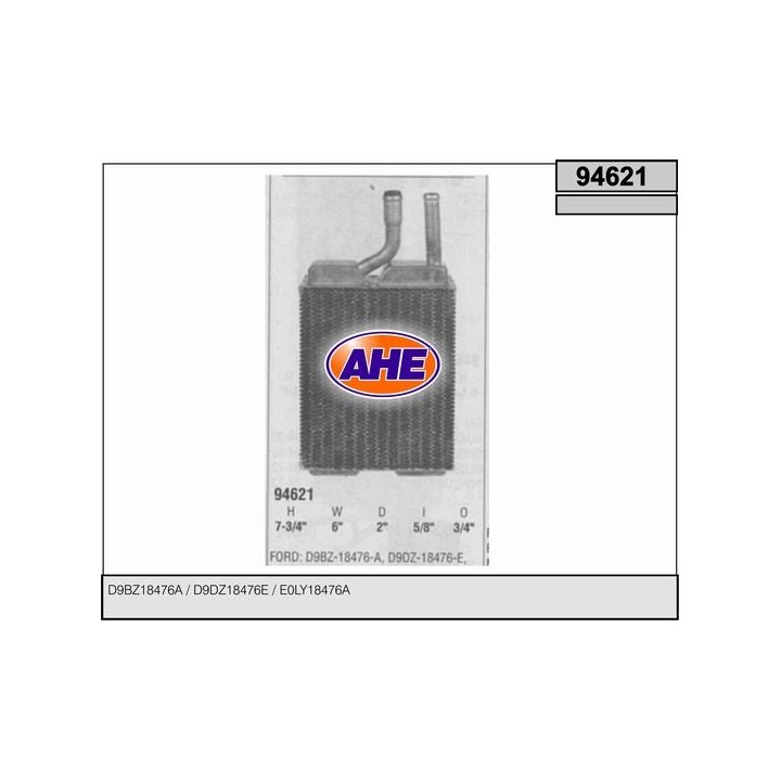 94621  HEATER CORE FORD/LINCOLN/MERCURY