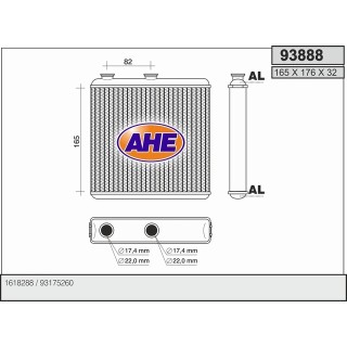93888  HEATER CORE OPEL MERIVA 05.03-