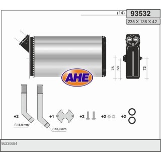 93532  HEATER CORE PSA AX I/106 I